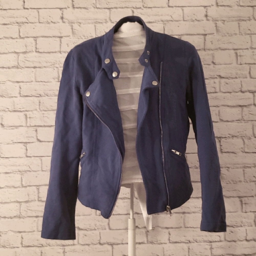 Royal blue moto sweater